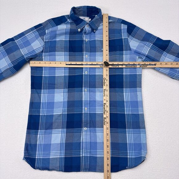 Southern Tide Button Up Shirt Men Size Medium Blue Plaid Classic Fit Casual Knit - Picture 8 of 10